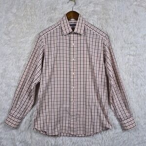 Seize sur Vingt Mens Pink Check Italian Cotton Dress Shirt 15.5 33 Made in Italy